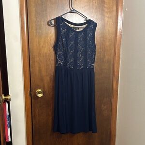 Candalite Chic Navy Lace Midi Dress
